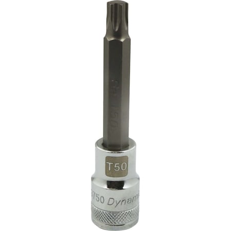 Dynamic Tools 1/2 Drive Torx Head, T50 Long Bit, Chrome Finish Socket D013750